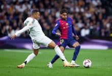 Best players in the Champions League? OCTOBER 26: Lamine Yamal of FC Barcelona competes for the ball with Kylian Mbappe of Real Madrid during the LaLiga match between Real Madrid CF and FC Barcelona at Estadio Santiago Bernabeu on October 26, 2024 in Madrid, Spain.