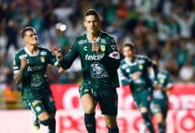 LEON, MEXICO - JULY 19: James Rodriguez of Leon celebrates after scoring his team's first goal off a penalty kick during the 2nd round match between Leon and Chivas as part of the Torneo Apertura 2025 Liga MX at Leon Stadium on July 19, 2025 in Leon, Mexico.