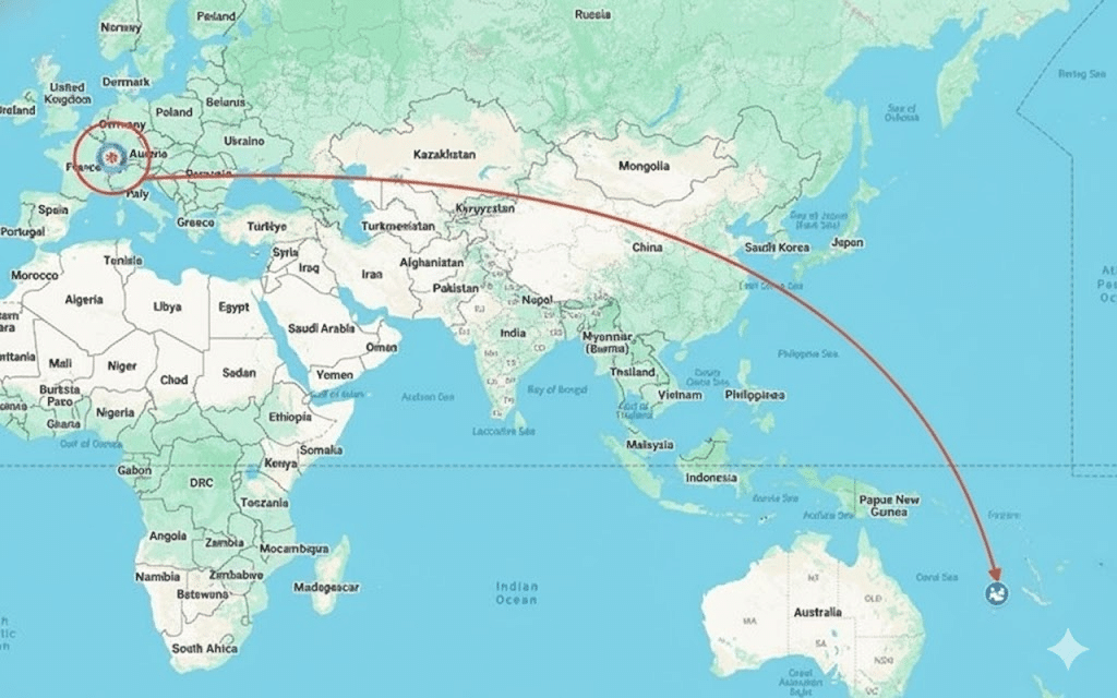 FC Mulhouse, from France's 5th division, is undertaking a 36,000-kilometer (approx. 22,000-mile) round trip to New Caledonia in Oceania to face the local champions, AS Magenta.