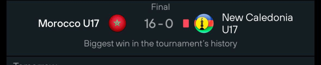 Morocco U17 historical 16-0 win in the FIFA U17 World Cup