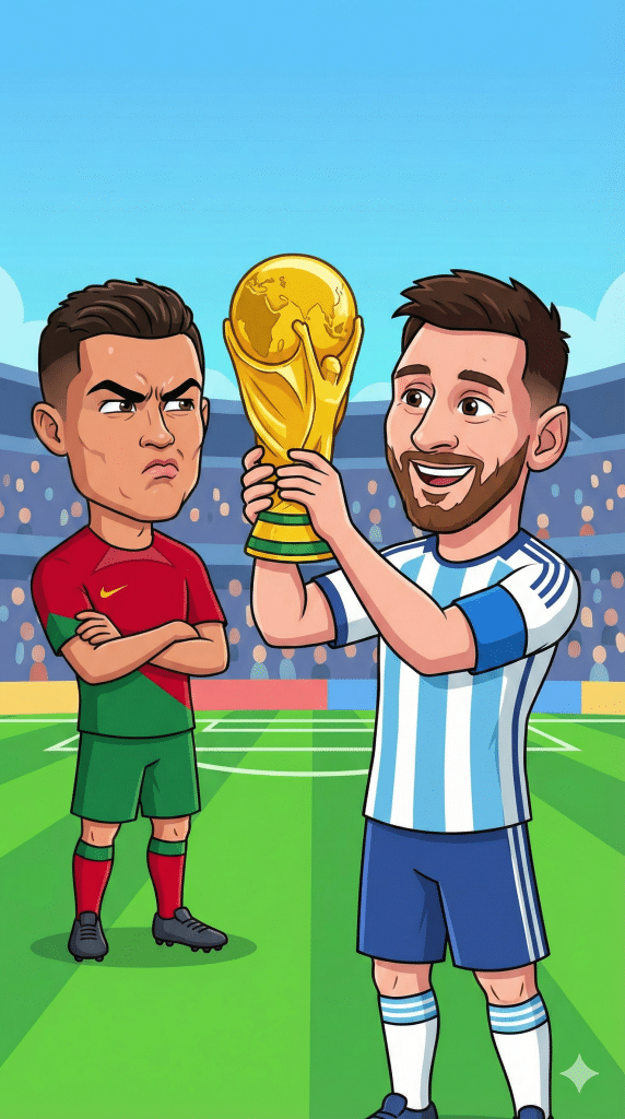 Ronaldo and Messi getting ready for the World Cup