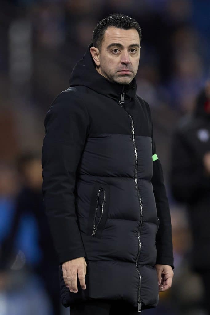 VITORIA-GASTEIZ, SPAIN - FEBRUARY 03: Xavi Hernandez, head coach of FC Barcelona looks on during the LaLiga EA Sports match between Deportivo Alaves and FC Barcelona at Estadio de Mendizorroza on February 03, 2024 in Vitoria-Gasteiz, Spain. 