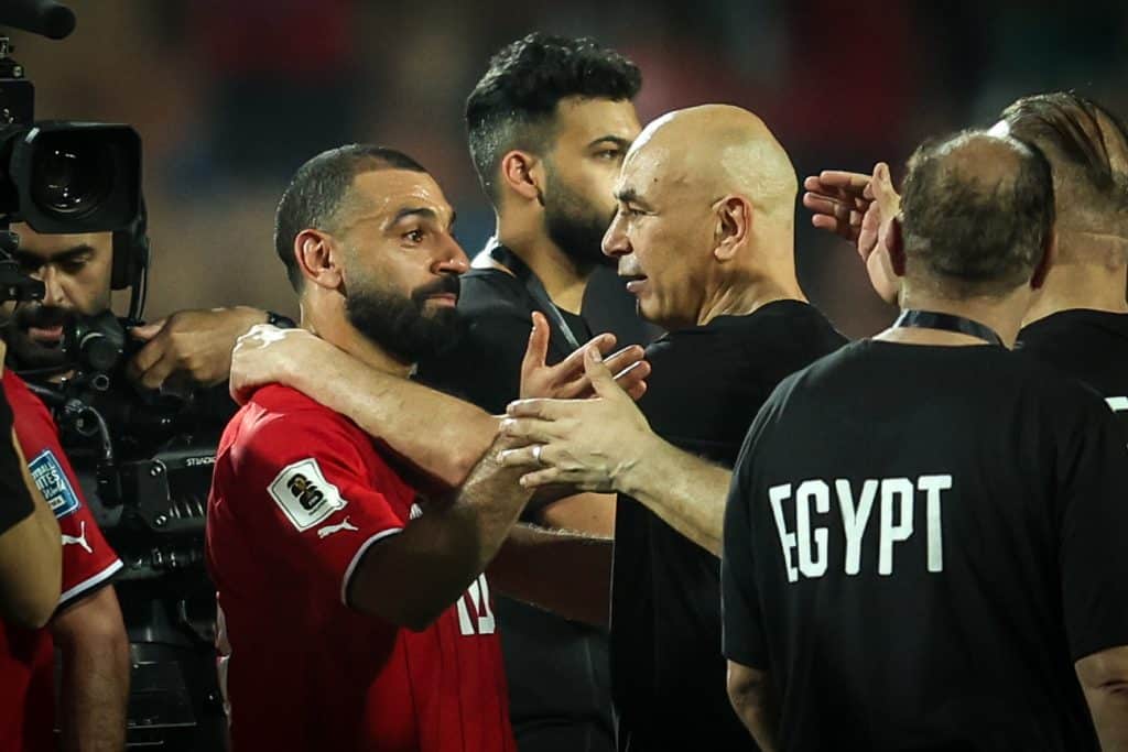 Mohamed Salah and Hossam Hassan are coaching the Egypt team after winning the match at a Men's World Cup qualifying match between Egypt and Burkina Faso in Cairo, Egypt, on June 6, 2024. 
