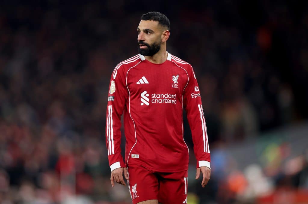 Mohamed Salah of Liverpool during the Premier League match between Liverpool and Sunderland at Anfield on December 03, 2025 in Liverpool, England