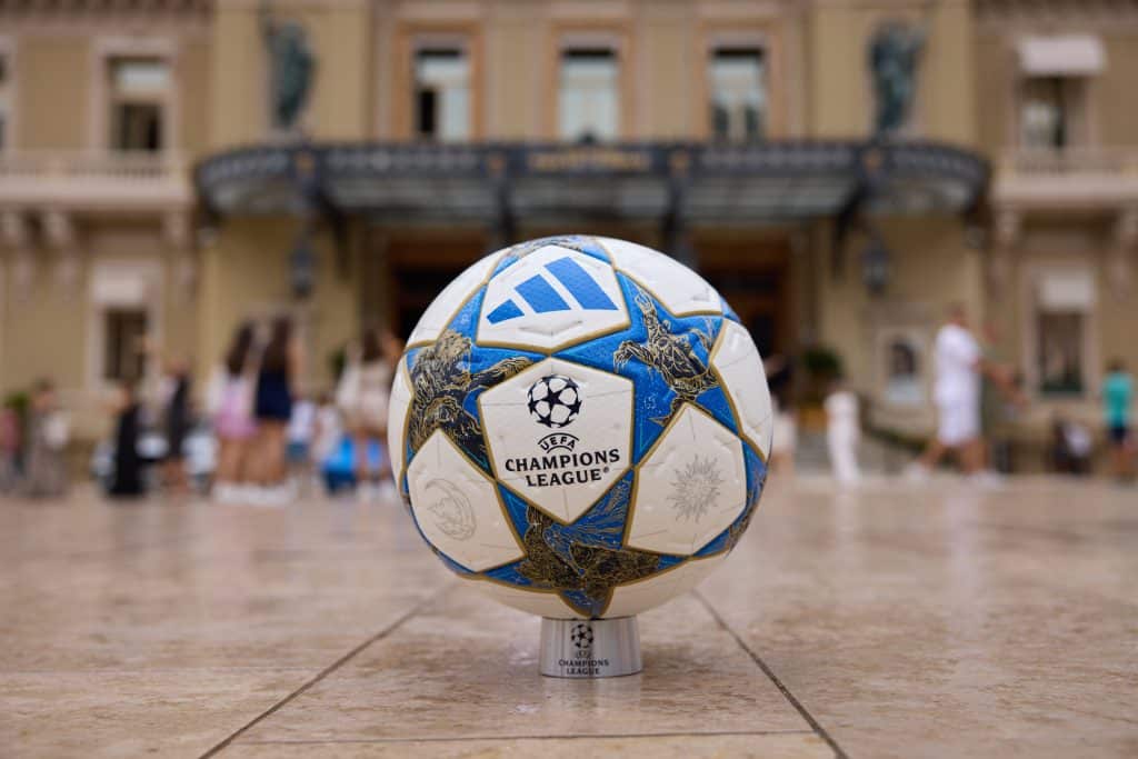 MONACO, MONACO - AUGUST 27: The official match ball of the UEFA Champions League is pictured ahead of the 2025/26 European Club Football Season Kick-Off on August 27, 2025 in Monaco, Monaco. 
