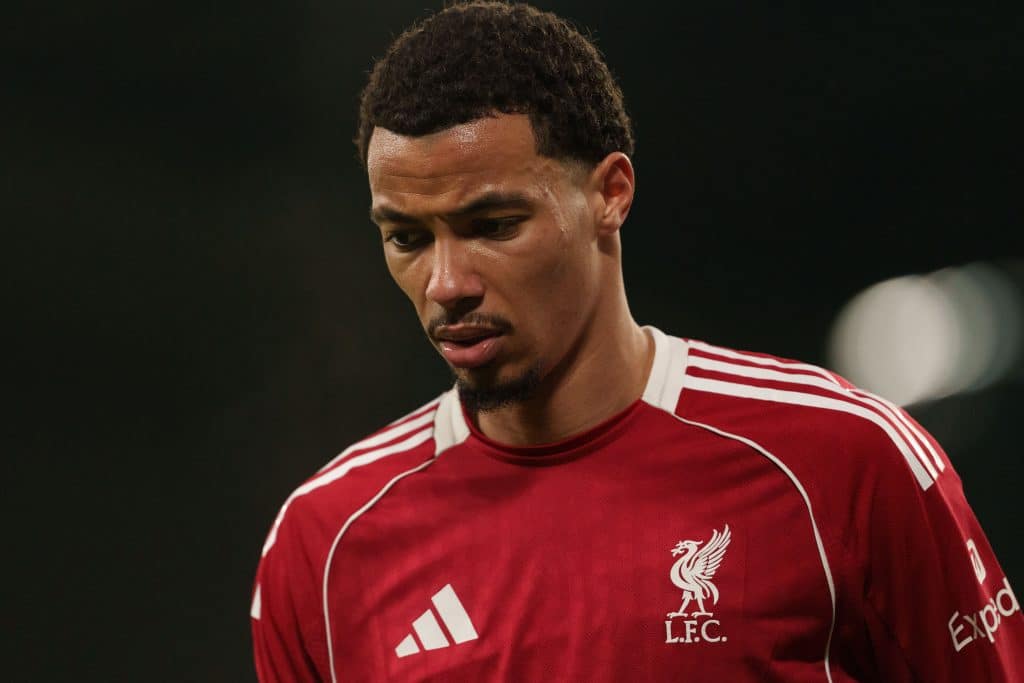 Hugo Ekitike of Liverpool plays during the UEFA Champions League League Phase match 5 between Liverpool and PSV Eindhoven at Anfield in Liverpool, England, on November 27, 2025.