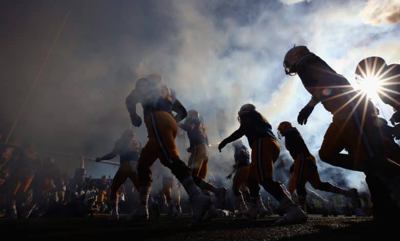 BERKELEY, CA - OCTOBER 13: The California Golden Bears run out on to the field for their game against the UCLA Bruins at California Memorial Stadium on October 13, 2018 in Berkeley, California.