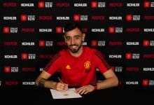 MANCHESTER, ENGLAND - JANUARY 30: (EXCLUSIVE COVERAGE) Bruno Fernandes of Manchester United poses after signing for the club at Aon Training Complex on January 30, 2020 in Manchester, England.