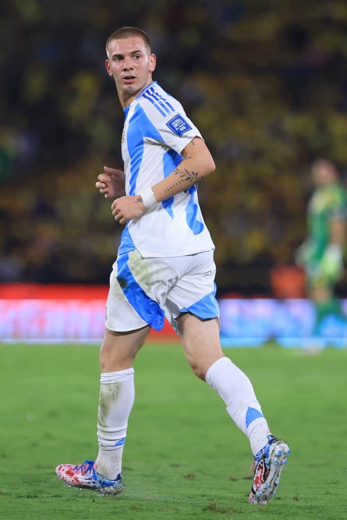 GUAYAQUIL, ECUADOR - SEPTEMBER 09: Franco Mastantuono of Argentina reacts during the South American FIFA World Cup 2026 Qualifier match between Ecuador and Argentina at Estadio Monumental Isidro Romero Carbo on September 09, 2025 in Guayaquil, Ecuador. 