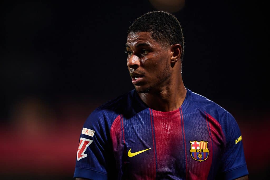 BARCELONA, SPAIN - SEPTEMBER 14: Marcus Rashford of FC Barcelona looks on during the LaLiga EA Sports match between FC Barcelona and Valencia CF at Estadi Johan Cruyff on September 14, 2025 in Barcelona, Spain. 