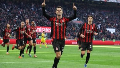 MILAN, ITALY - DECEMBER 28: Christian Pulisic of AC Milan celebrates after scoring the goal during the Serie A match between AC Milan and Hellas Verona FC at Giuseppe Meazza Stadium on December 28, 2025 in Milan, Italy.