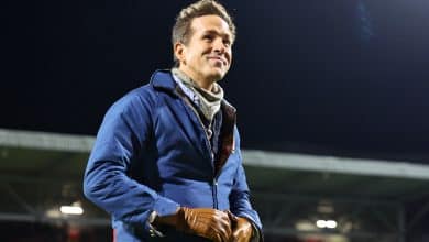 WREXHAM, WALES - JANUARY 9: Co owner of Wrexham, Ryan Reynolds during the Emirates FA Cup Third Round match between AFC Wrexham and Nottingham Forest on January 9, 2026 in Wrexham, Wales.