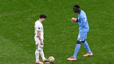 AFCON is mental - Senegal's goalkeeper #16 Edouard Mendy speaks to Morocco's forward #10 Brahim Diaz before a penalty kick during the Africa Cup of Nations (CAN) final football match between Senegal and Morocco at the Prince Moulay Abdellah Stadium in Rabat on January 18, 2026.