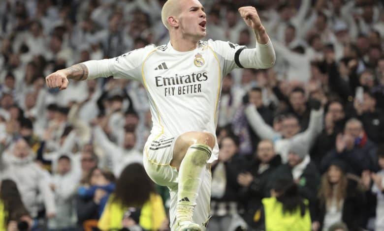MADRID, SPAIN - JANUARY 20: Franco Mastantuono of Real Madrid celebrates his goal during the UEFA Champions League 2025/26 League Phase MD7 football match between Real Madrid C.F. and AS Monaco (ASM) at Estadio Santiago Bernabeu on January 20, 2026 in Madrid, Spain.