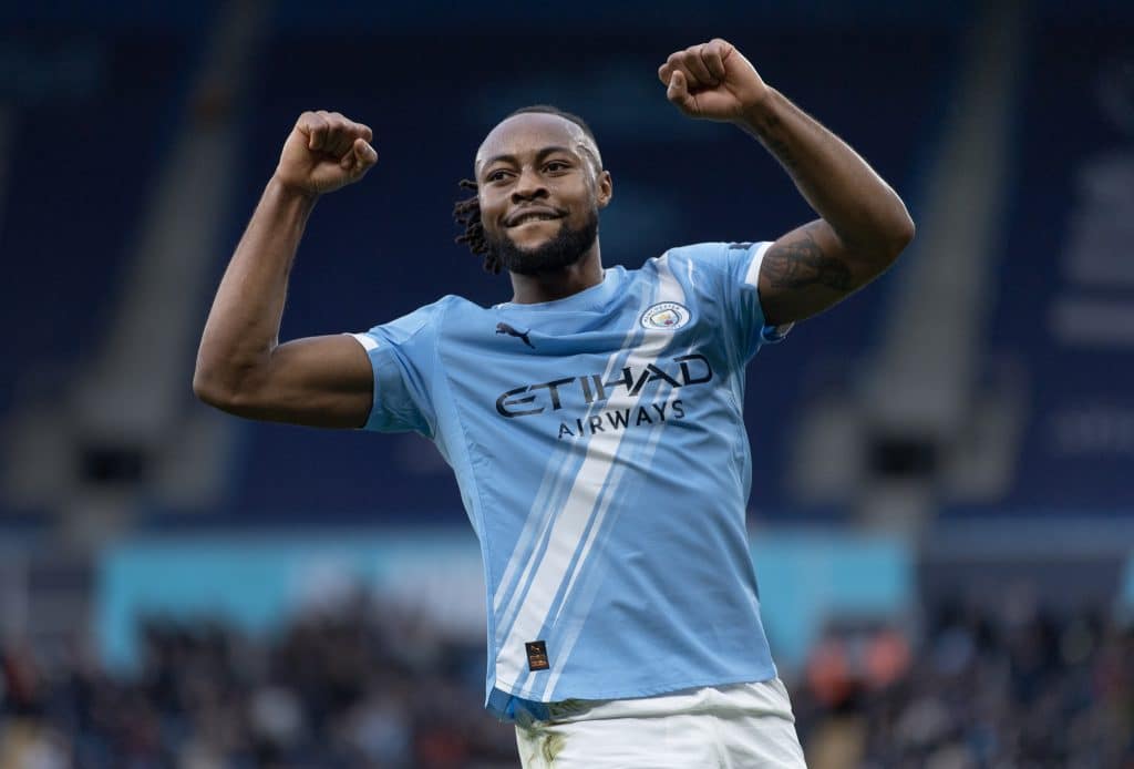 MANCHESTER, ENGLAND - JANUARY 24: Antoine Semenyo of Manchester City during the Premier League match between Manchester City and Wolverhampton Wanderers at Etihad Stadium on January 24, 2026 in Manchester, England. 