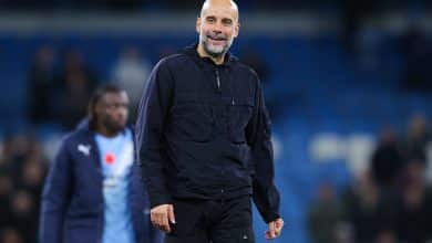MANCHESTER, ENGLAND - NOVEMBER 02: Josep 'Pep' Guardiola, head coach of Manchester City, reacts after the Premier League match between Manchester City and Bournemouth at Etihad Stadium on November 02, 2025 in Manchester, England.