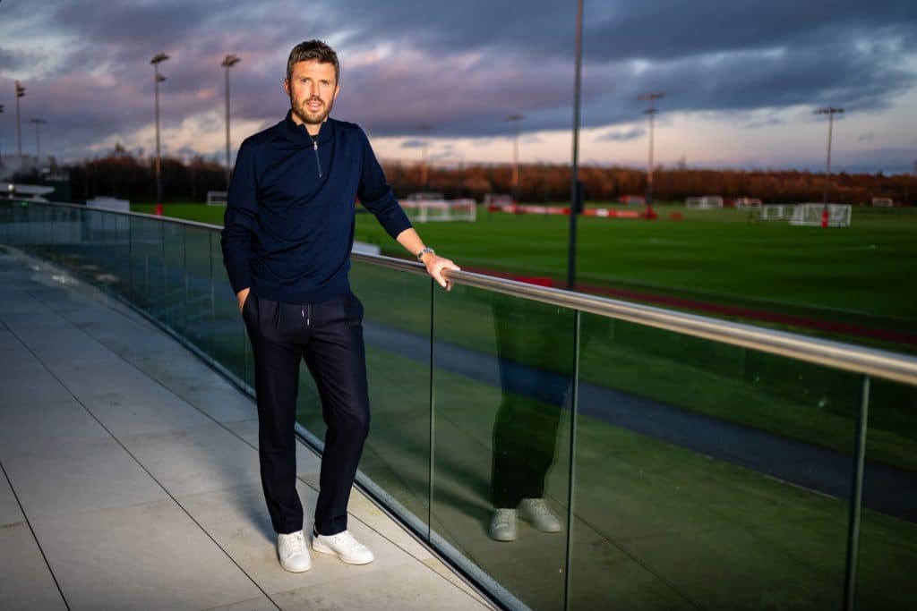 MANCHESTER, ENGLAND - JANUARY 13: (EXCLUSIVE COVERAGE) Head Coach Michael Carrick of Manchester United poses at Carrington Training Ground on January 13, 2026 in Manchester, England.  