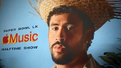 Super Bowl Headliner - SAN FRANCISCO, CALIFORNIA - FEBRUARY 04: An advertisement for the Super Bowl LX Halftime show featuring Bad Bunny is seen in the Super Bowl LX Media Center at the Moscone Center on February 04, 2026 in San Francisco, California.