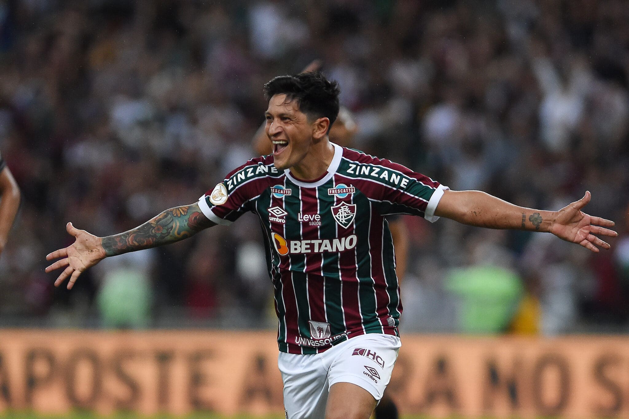 Germán Cano comemorando gol pelo Fluminense