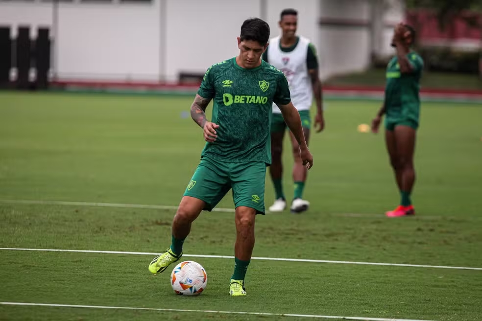 Germán Cano em treino do Fluminense