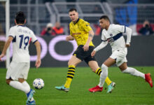 Mbappé em jogo entre Borussia Dortmund x PSG