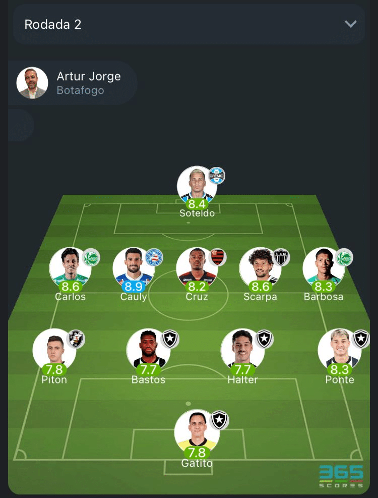O Botafogo liderou o Time da Rodada do Brasileirão