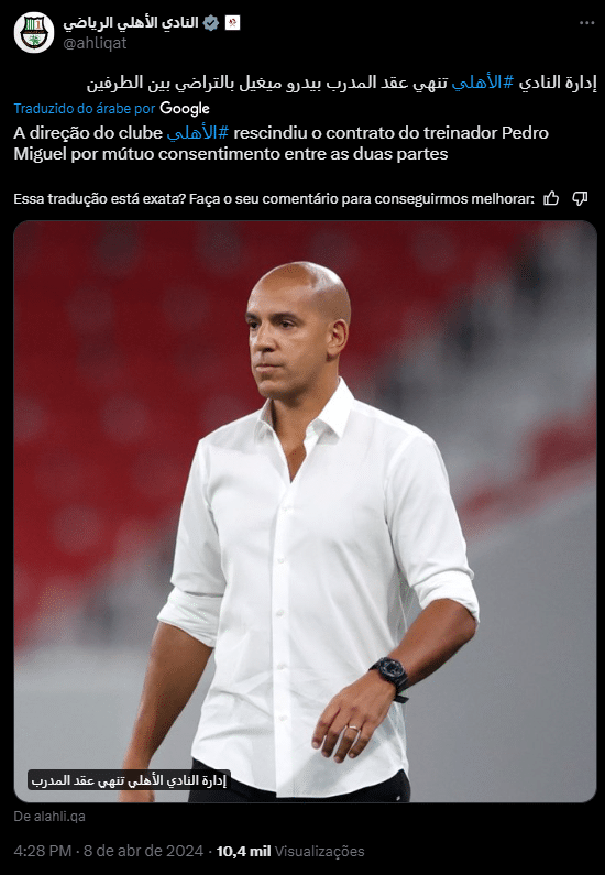O Al Ahli do Catar demitiu o técnico Pepa