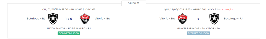 Vitória x Botafogo mudança de horário