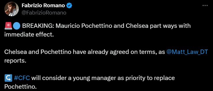 Pochettino deixa o comando do Chelsea