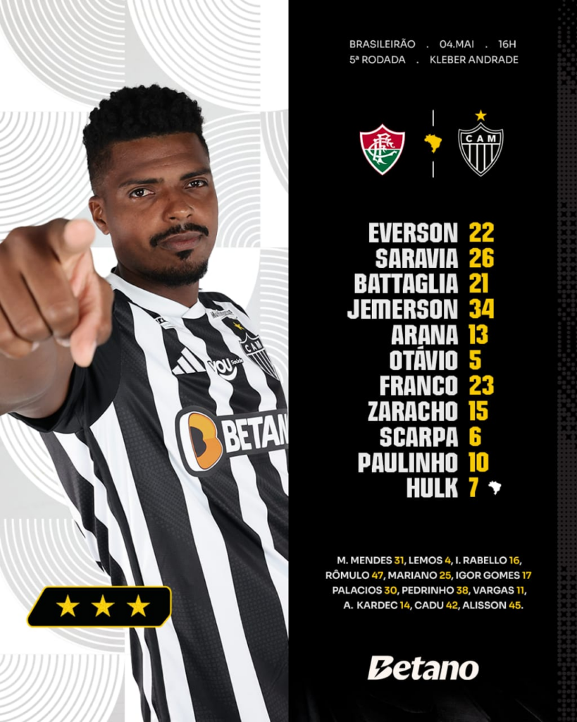 Paulinho escalado como titular no Galo