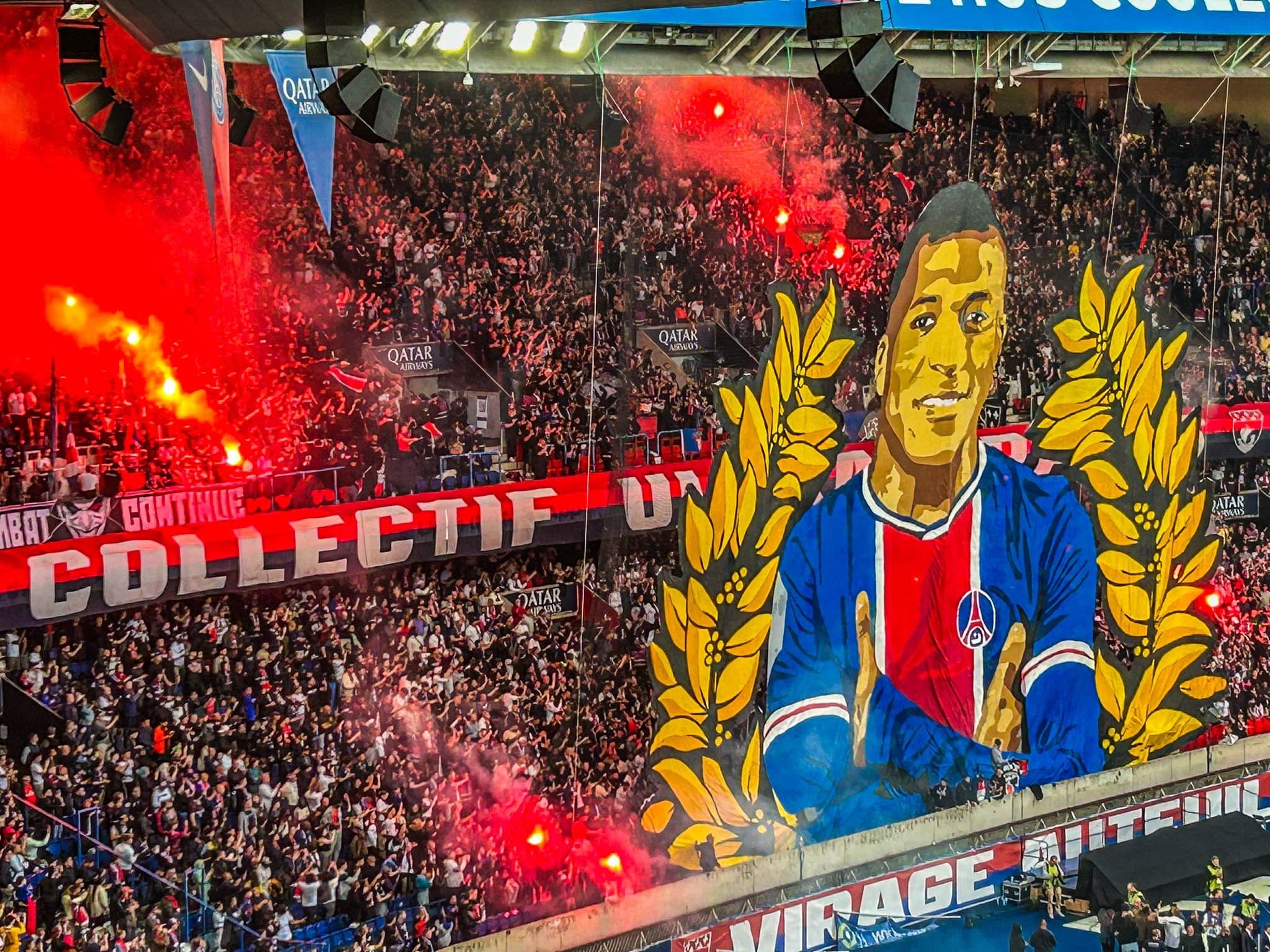 Torcida do PSG homenageia Mbappé em seu último jogo no Parque dos Príncipes