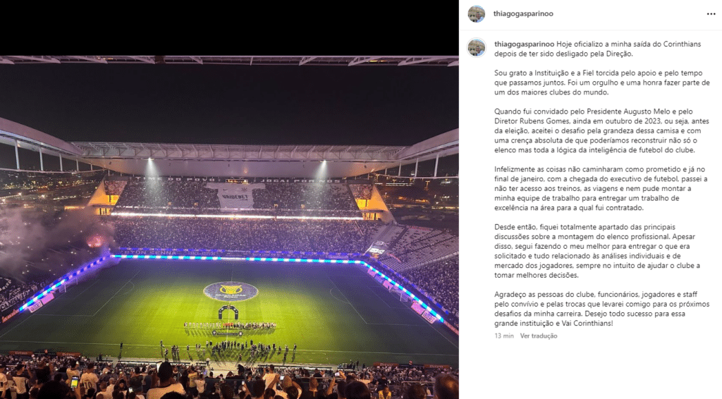 Corinthians troca homem forte do CIFUT e contrata ex-Flamengo