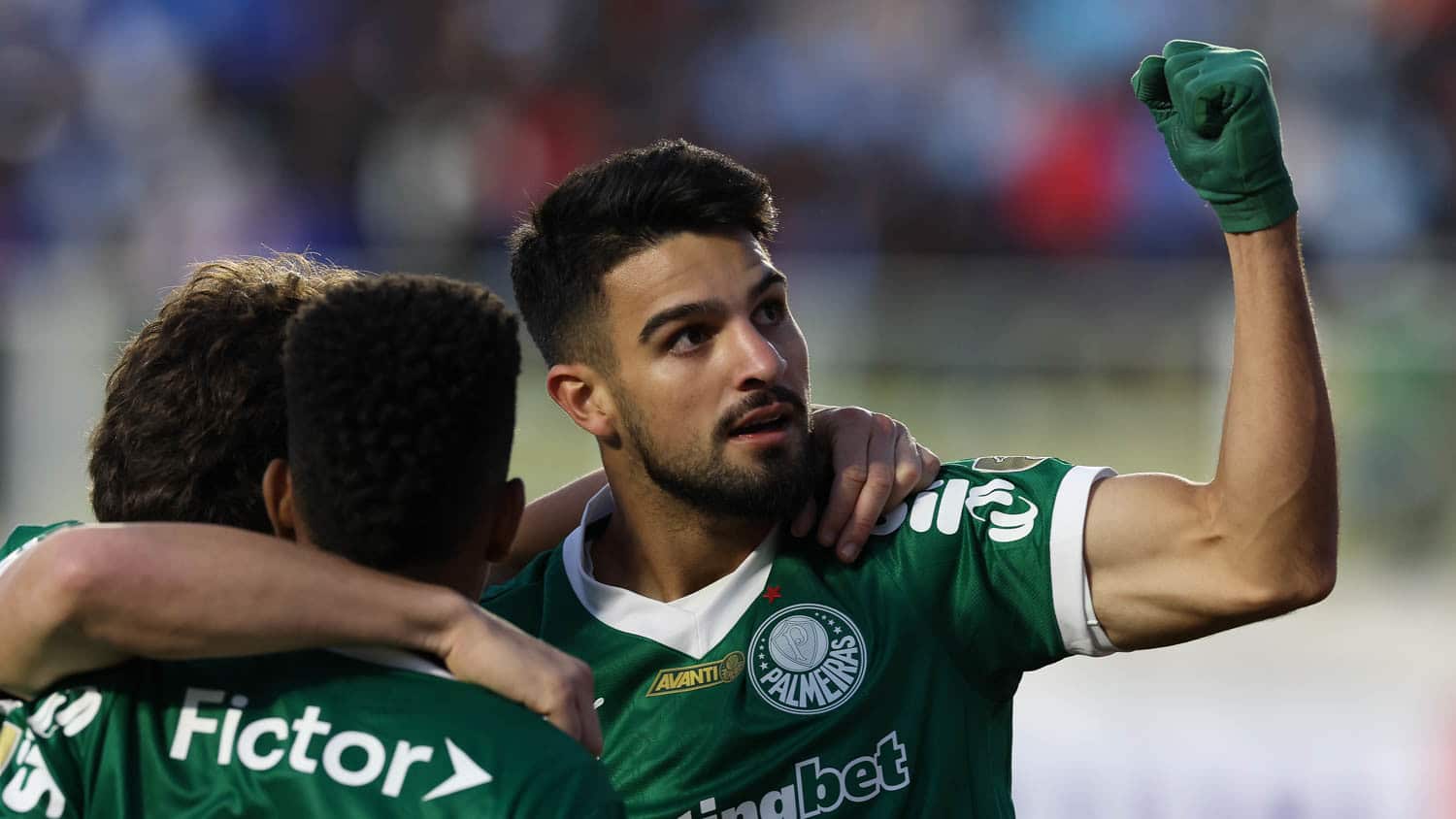 Flaco López comemora gol do Palmeiras sobre o Bolívar