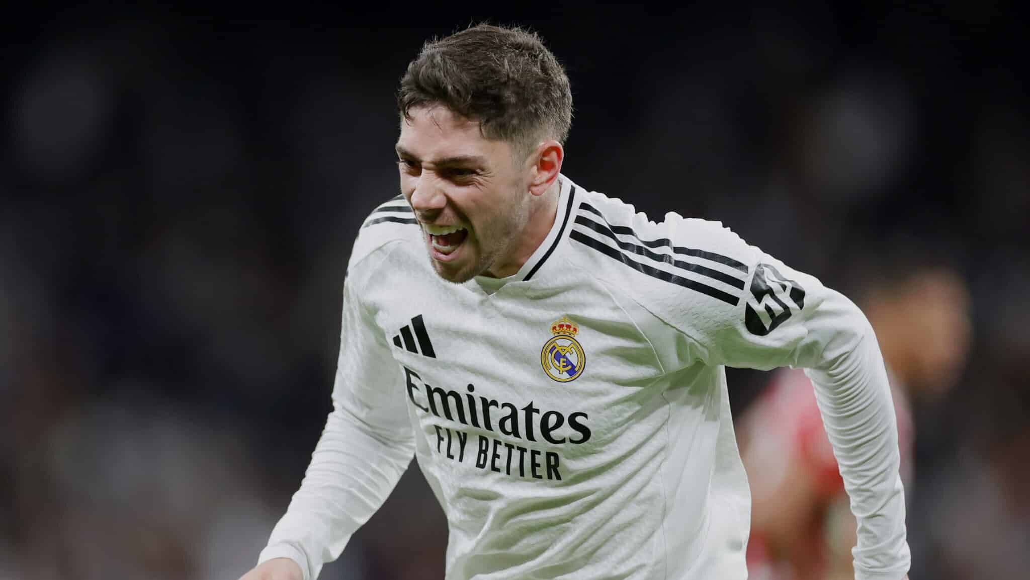 Federico Valverde comemorando gol da vitória do Real Madrid contra o Athletic Bilbao