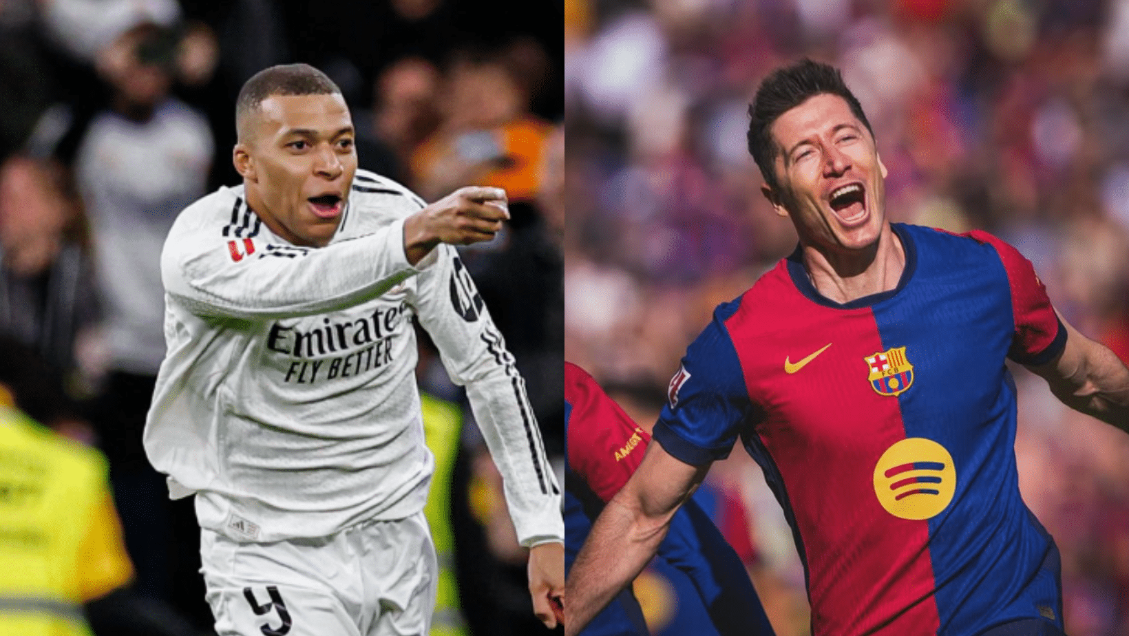 Mbappé, do Real Madrid, e Lewandowski, do Barcelona