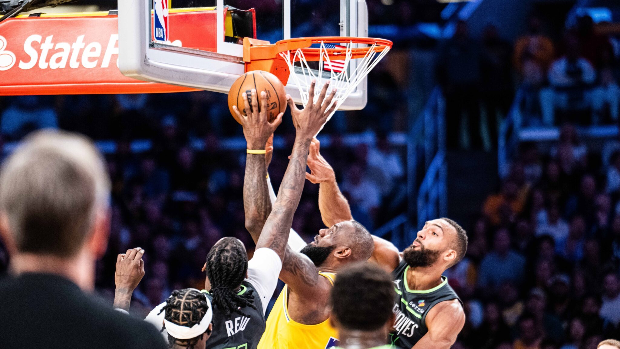 Rudy Gobert na vitória dos Wolves contra o Lakers nos NBA Playoffs
