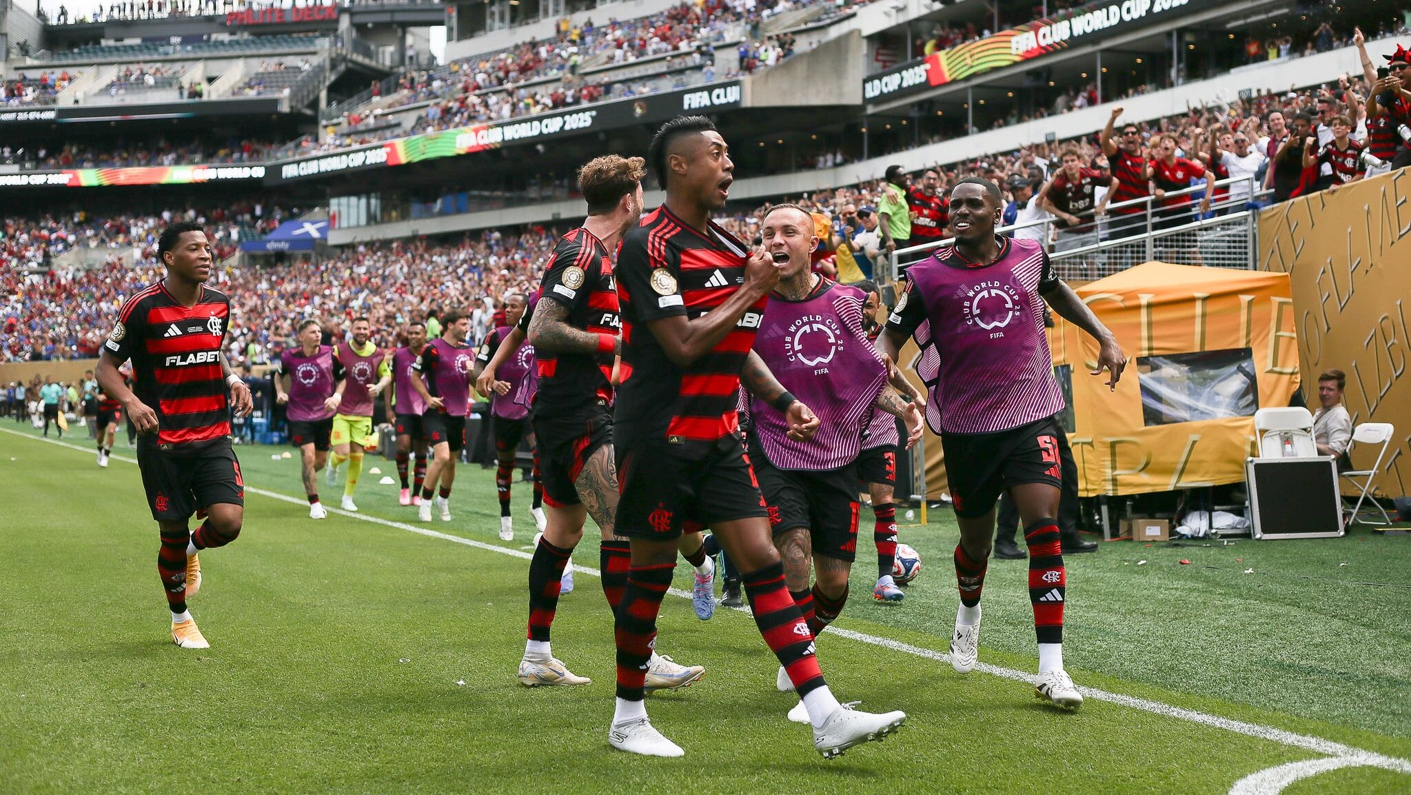 Bruno Henrique na comemoração do gol