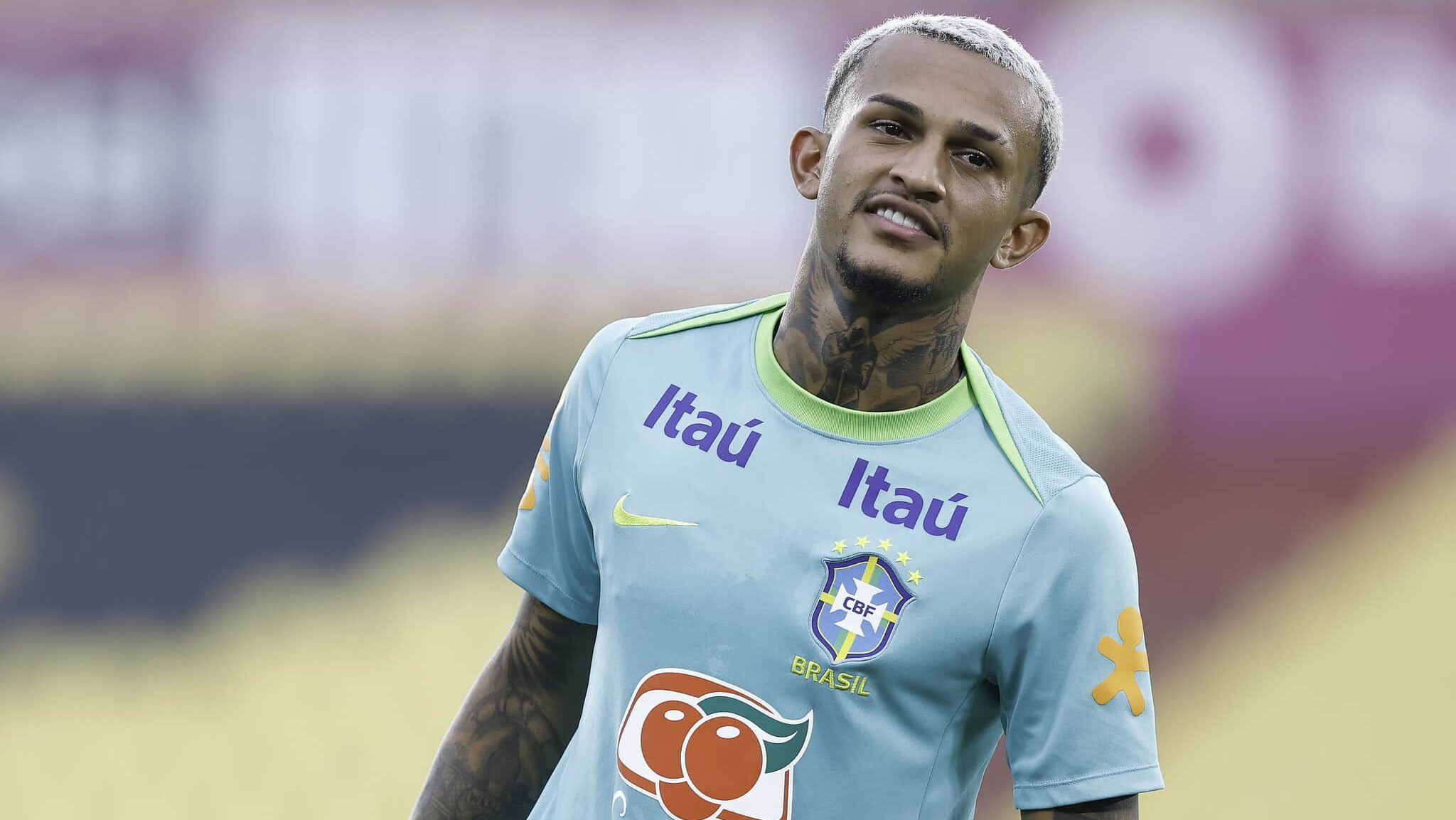 Wesley em treino da Seleção em Guayaquil