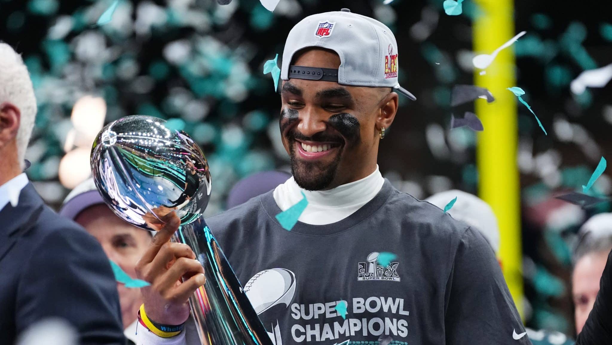 Jalen Hurts pelo Philadelphia Eagles no Super Bowl