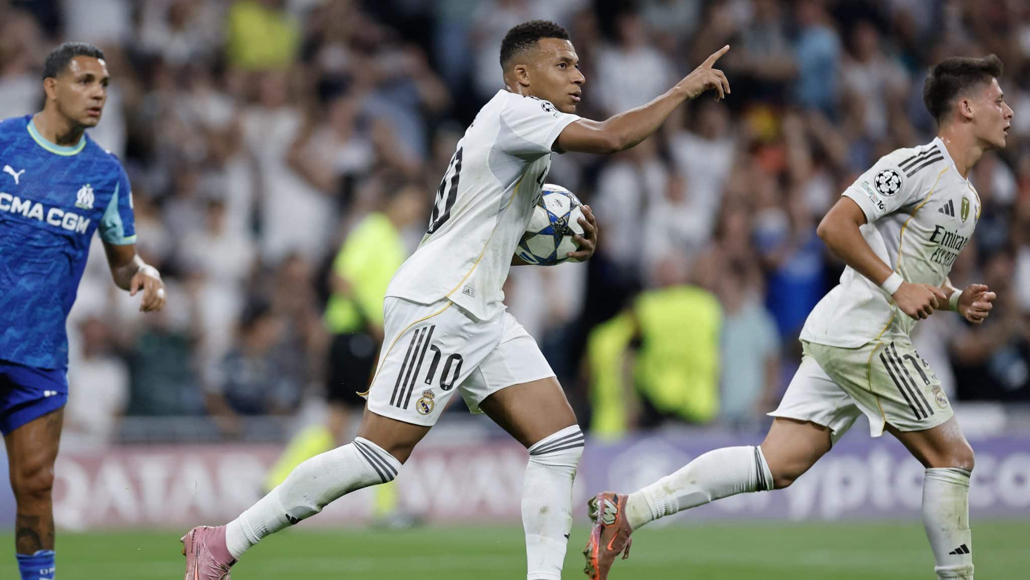 Mbappé marcou os dois gols da vitória do Real Madrid sobre o Marselha