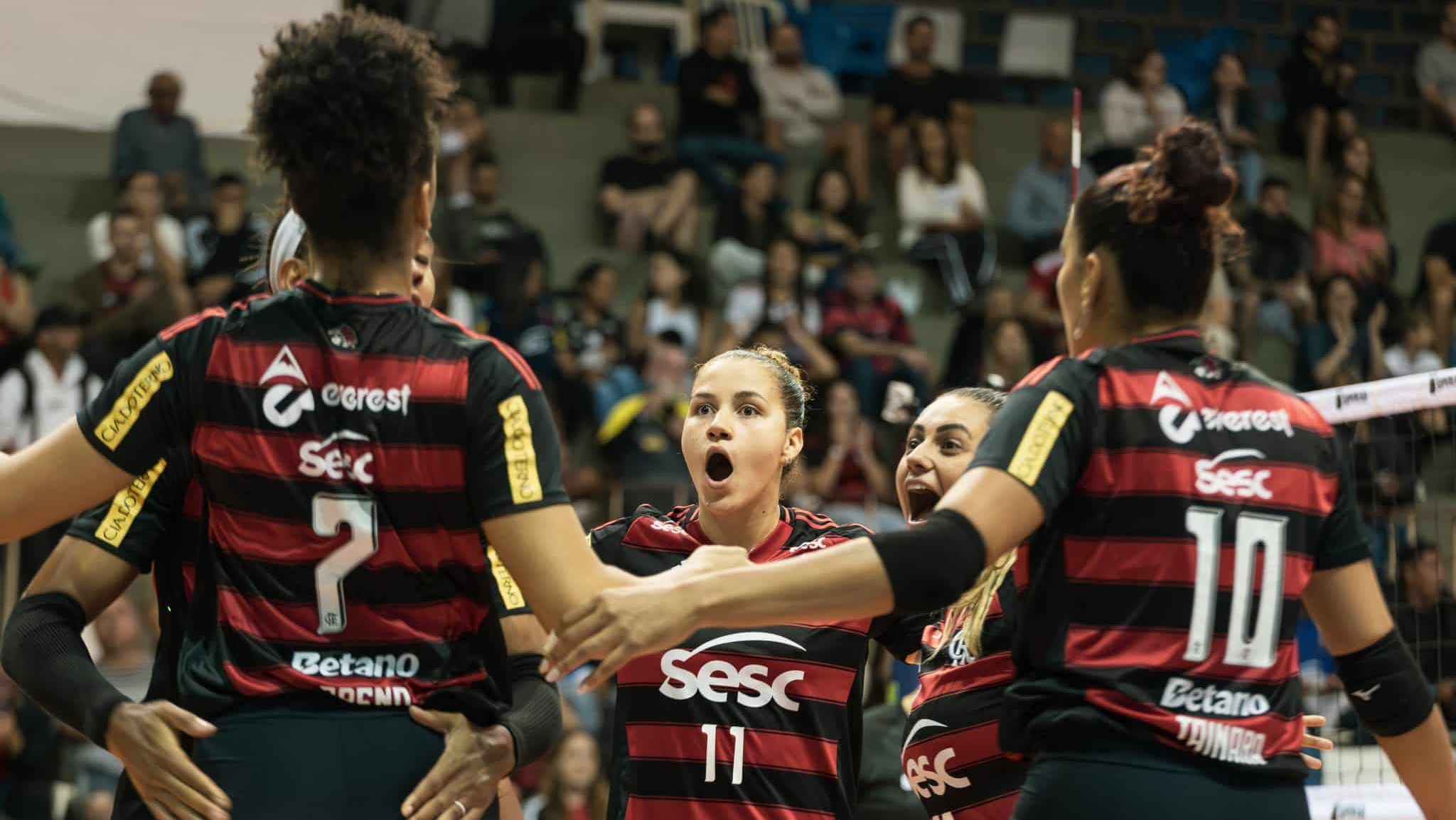 Jogadoras do Flamengo na Superliga de Vôlei