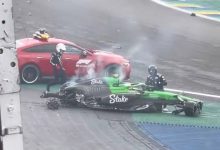 Carro de Bortoleto após o acidente no GP de São Paulo