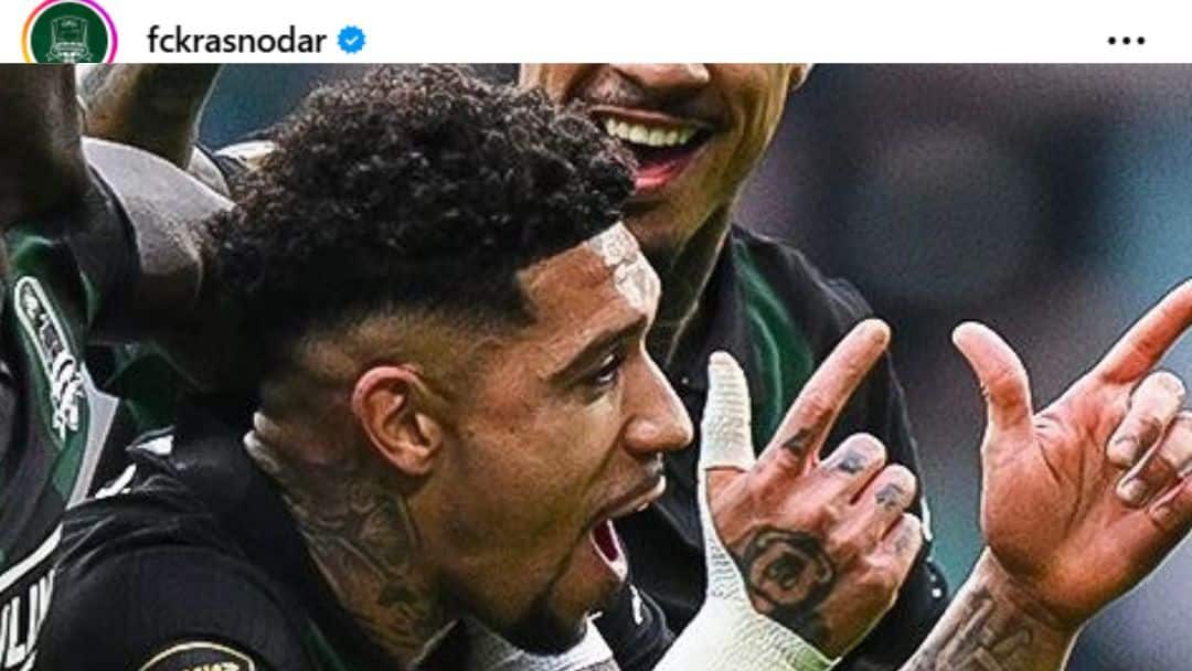 Douglas Augusto comemorando gol pelo Krasnodar - Divulgação / Krasnodar