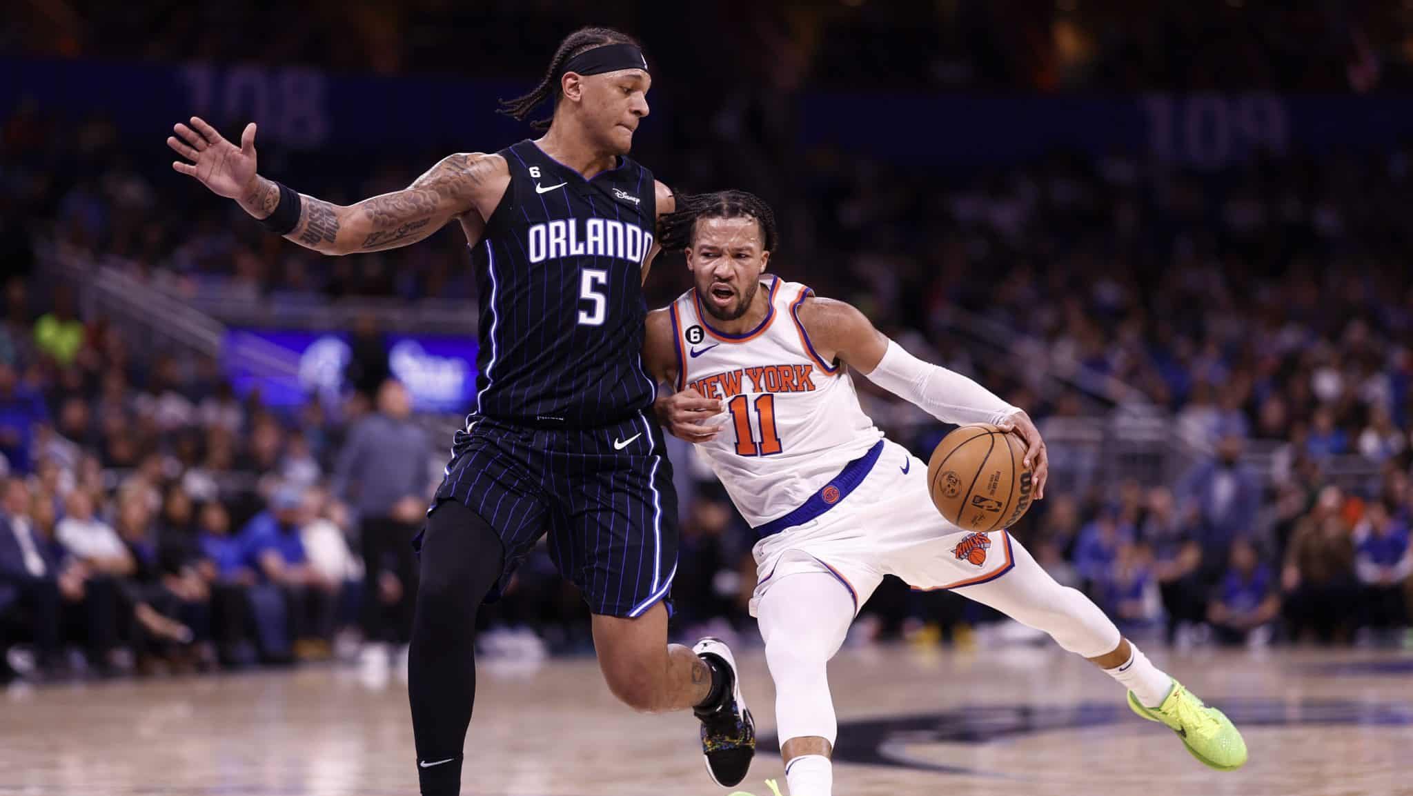 Paolo Banchero, do Orlando Magic, e Jalen Brunson, do New York Knicks