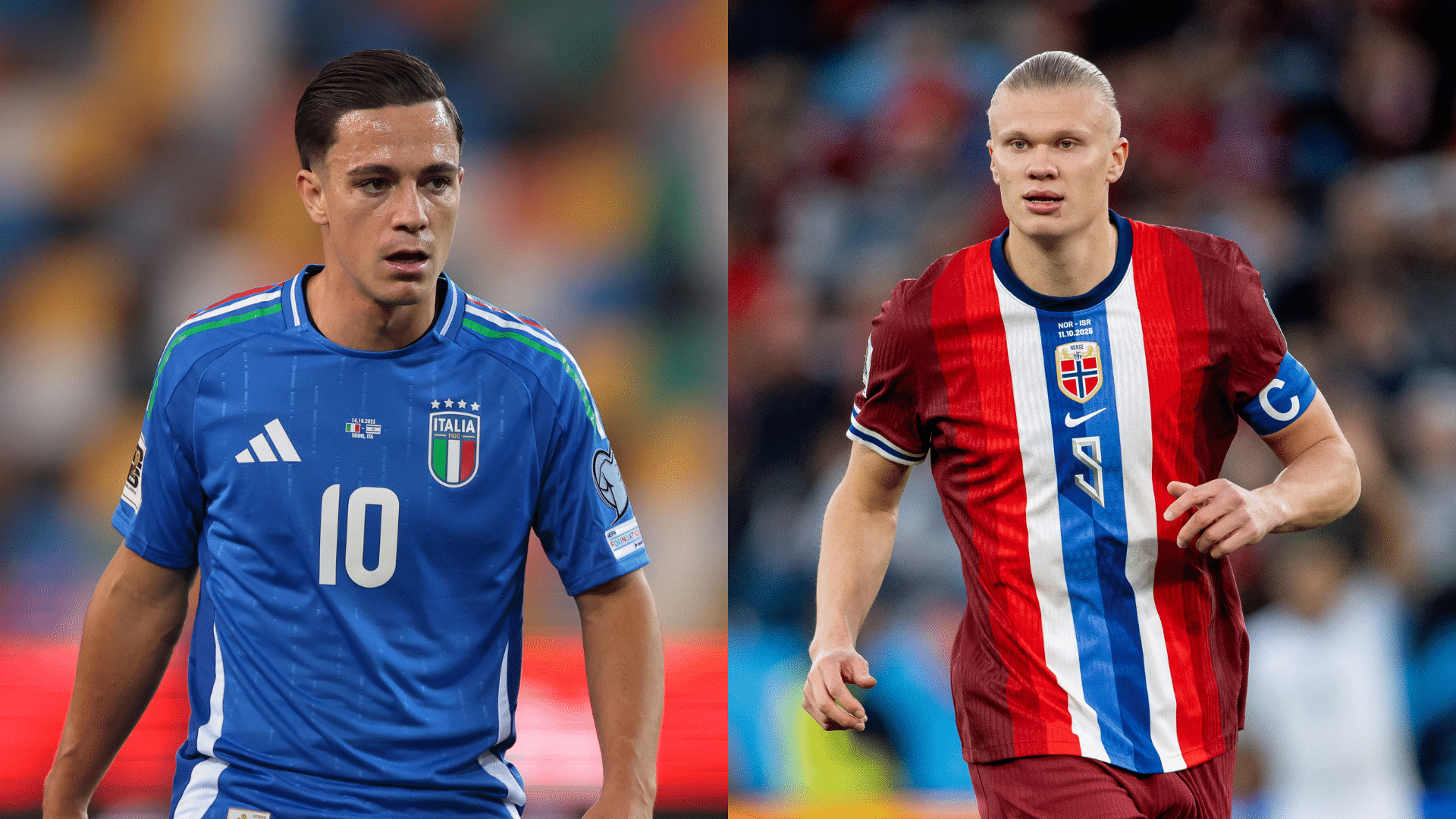 Raspadori, da Itália, e Haaland, da Noruega
