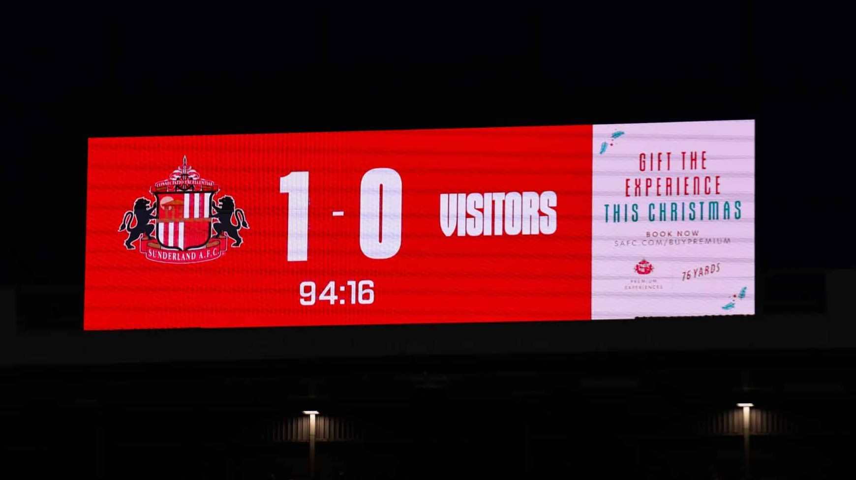 Placar eletrônico de Sunderland x Newcastle