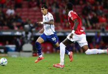 Lucas Villalba em ação pelo Nacional-URU contra o Internacional, pela Libertadores - Pedro H. Tesch/Getty Images