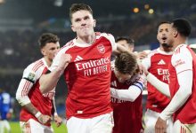 Gyökeres comemorando gol pelo Arsenal contra o Chelsea